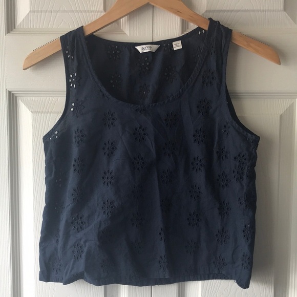 Jack Wills navy eyelet crop tank - Picture 1 of 3
